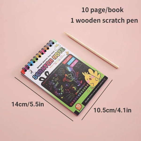 Set De Papel MáGico ArcoíRis Para Rascar Para NiñOs Juguete De Arte Para Raspar Y Pintar Libro De Graffiti DIY Juguetes Educativos Montessori Para NiñOs-image