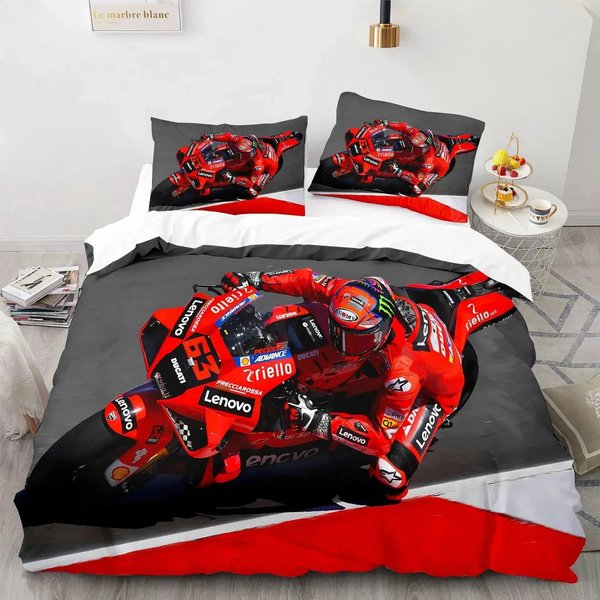 Juego De Cama Con Estampado 3D De Marc MáRquez 93, Funda De EdredóN, Funda De Almohada, EdredóN TamañO King Y Queen, Ropa De Cama Para NiñOs Y Adultos 70X133Cm 2Pcs Black-image