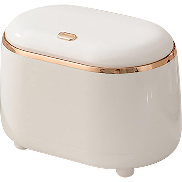 Papelera De Escritorio Mini Cesta De Basura Boca Ancha ABS Mini Papelera Para Papelera Con Tapa Blanca Blanco-image