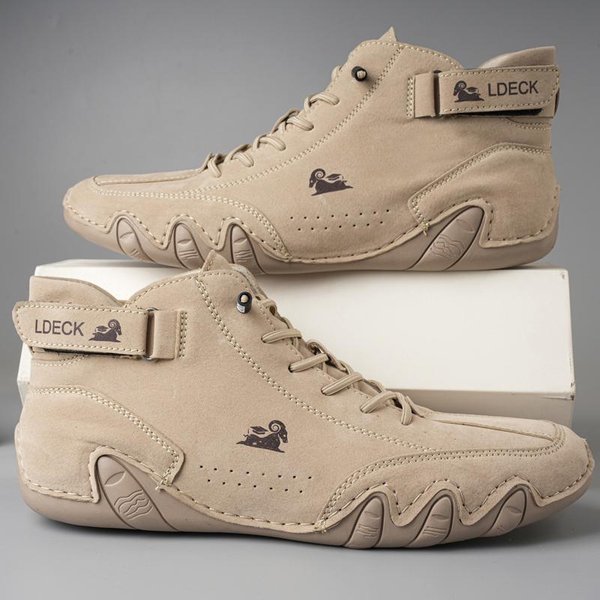 Luksusowe Buty Casualowe MęSkie Sneakersy 2024 MęSkie Sneakersy High Top Zimowe CiepłE Modne Designerskie Mokasyny Buty Sznurowane MęSkie Botki 39 Khaki-image