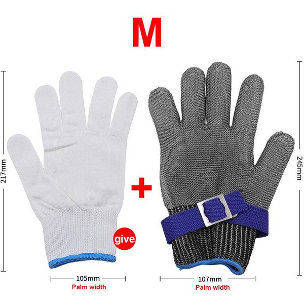 Guante De Acero Inoxidable Resistente Al Corte Malla MetáLica Guantelete Para Cortar Carne Trabajo Con Motosierra M Gris Plata-image