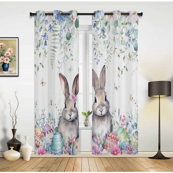 Plantas Setas Flores Gnomos Cortinas Modernas Para Ventana Para Sala De Estar Dormitorio Cortina Tratamiento De Cocina Persianas Cortinas 135W X 60H(Cm) X1 White-image