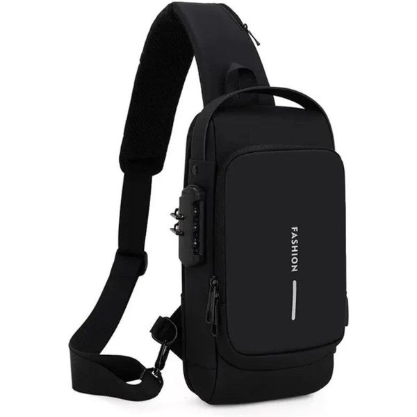 MęSka Torba Na Ramię Wielofunkcyjna AntykradzieżOwa USB Messenger Pack MęSka Torba Na Ramię Crossbody Travel Sling Chest Bags Pack Black-image
