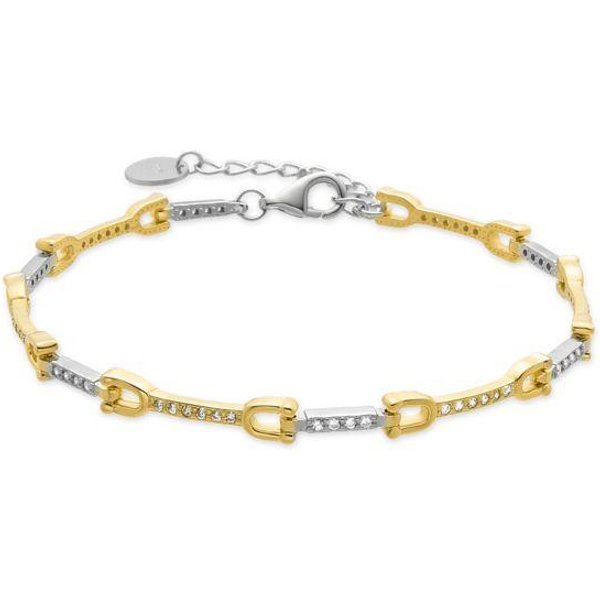 Pulsera - Luxenter - Azhla - Plata 925 - Acabado Oro Amarillo 18K - Circonita CúBica Brillante Beige-image