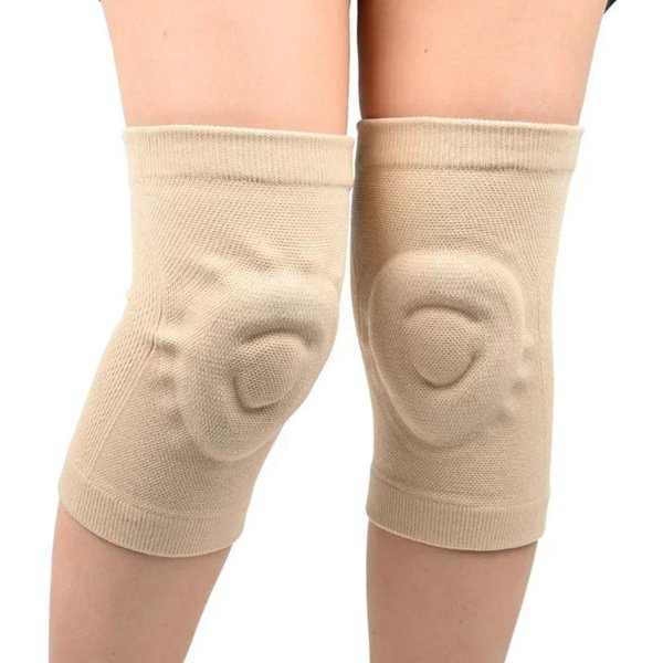 1 Pieza Rodilleras De Silicona Para Baile De Entrenamiento Rodilleras Deportivas Baloncesto Ciclismo Presurizado Patinaje Sobre Ruedas Rodilleras Finas De Silicona M 60-70Kg Beige-image