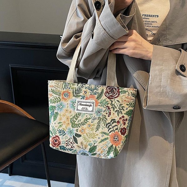 Bolso Floral De Gran Capacidad Para Mujer Nuevo Bolso Cruzado Trendy Y A La Moda Para Mujer Nicho Ins VersáTil Bolso De Mano De Un Hombro Gray-image