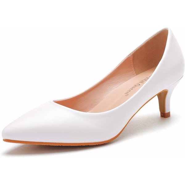 Zapatos Individuales De Boca Baja De 5 Cm Con Punta Puntiaguda, TacóN Bajo, TacóN Medio, Zapatos Individuales De Boca Baja Para El Trabajo, Tacones Altos Blancos Para Ir Al Trabajo, Zapatos De Mujer 39-image