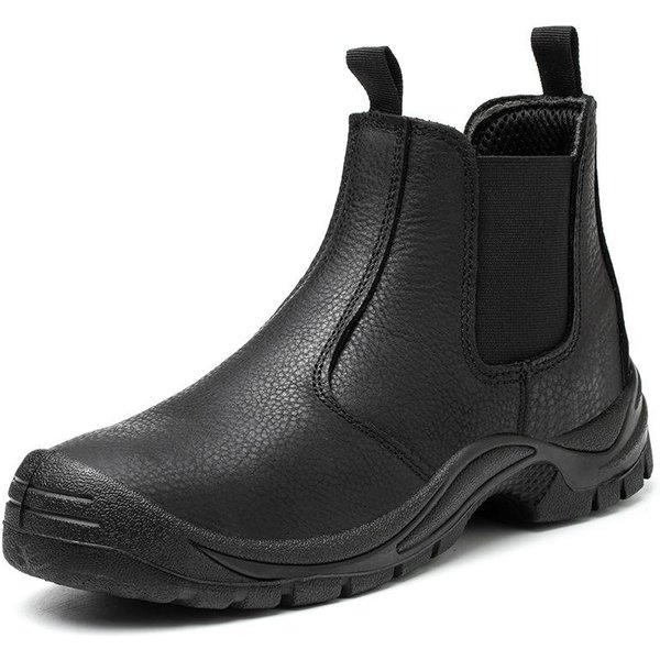 Botas De Trabajo De Cuero Genuino Para Hombre, Zapatos De Seguridad Impermeables Negros, Botas De Seguridad Antigolpes Chelsea, Zapatos De Trabajo Con Punta De Acero, Calzado 43 Black-image