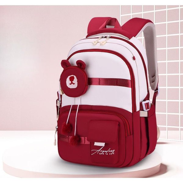 Mochila Escolar De Gran Capacidad, Respaldo Ultraligero Reductor De PresióN, Mochila Estilo Universitario, Mochila Infantil Rojo-image