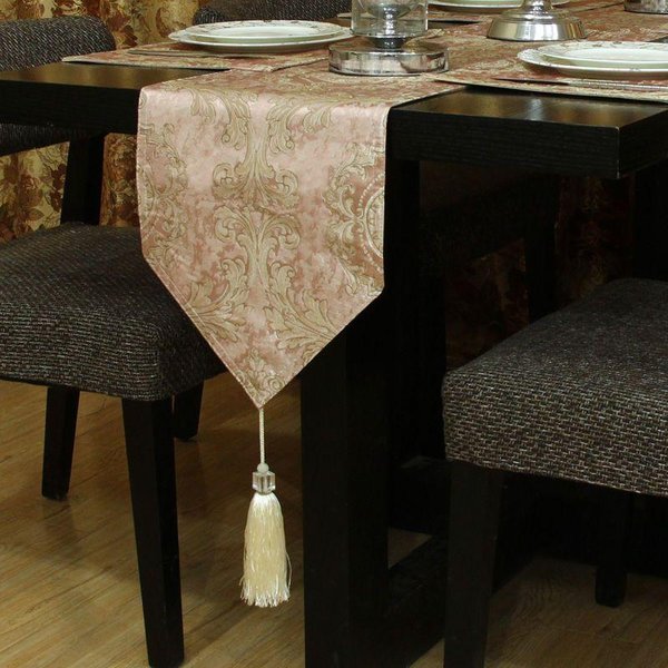 Bandera De Mesa Jacquard Europea Mesa De Té Y Mueble De TV Antideslizante Toalla Larga Colgante Con Borlas De Cuentas DecoracióN De Muebles Mantel 30X200Cm 1Pcs-image
