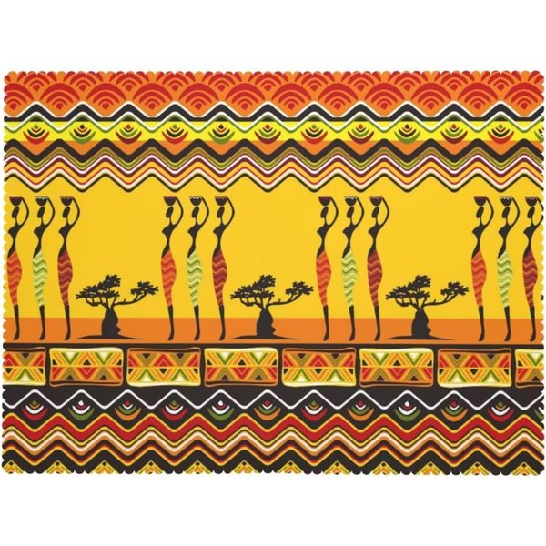 AfroamerykańSkie Kobiety Tancerki ProstokąTny Obrus Plemienne Etniczne Boho Abstrakcyjne Geometryczne Totemy Nadruk Zmywalny Pokrowiec Na Stół 160X220Cm-image