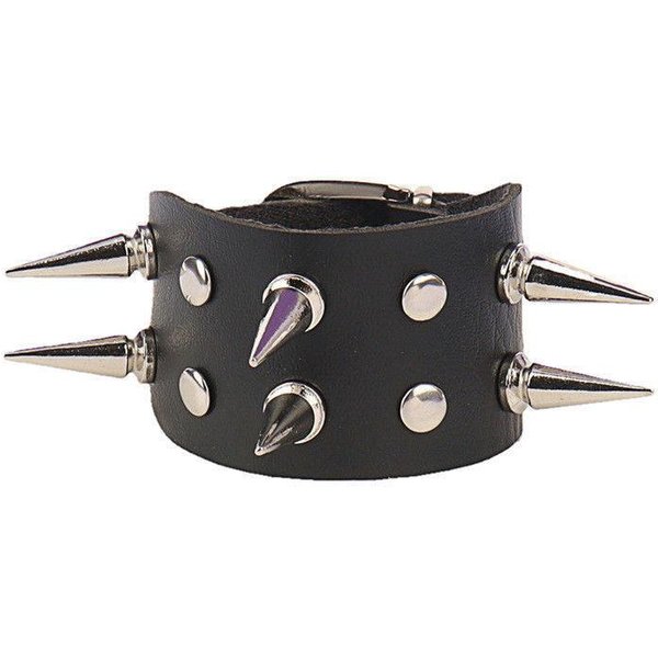 1 Pieza Moda Punk GóTico Calavera Remaches Oscuro Vintage Pareja Cuero PU Pulsera Pulsera De Pareja Pulsera Gray-image
