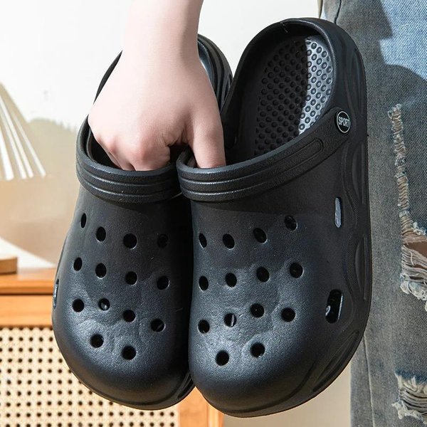 Sandalias De Verano Caladas De Punta Cerrada Antideslizantes Sandalias De Suela Blanda Zapatos De JardíN Ligeros De Suela Gruesa Para Hombre 38-39 Black-image
