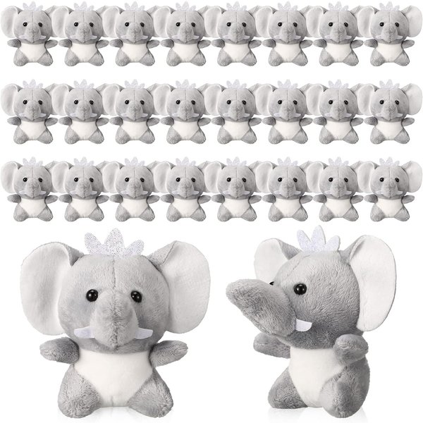 8-48 Sztuk Mini SłOnie Pluszowe 4 Cale Urocze Pluszowe SłOnie Zabawka SłOń Pluszowy Dla Baby Shower Prezent Na Urodziny 12PCS Szary-image