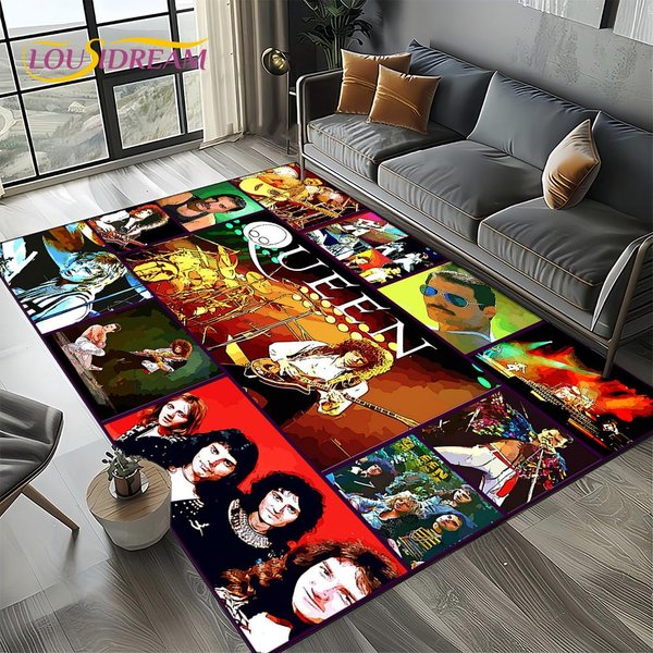 CláSicos Queen-Banda De Rock Freddie Alfombra Para Sala De Estar Dormitorio Hogar DecoracióN De Sofá, Alfombra Para ÁRea Infantil Alfombra De Piso Antideslizante 40X60Cm( 15X23In )-image