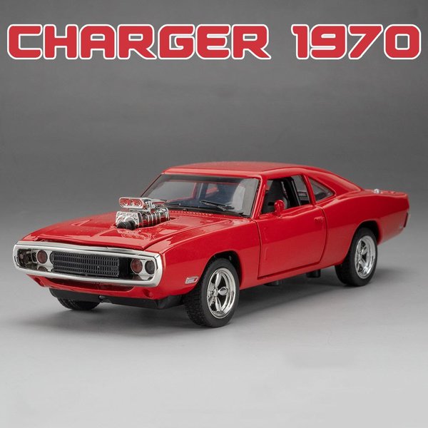 1:Skala 32 ŁAdowarka 1970 Metal Diecast Model Samochodu Zabawka 4 Drzwi Otwierane Pull Back DźWięK ŚWiatłO Model Prezenty Pojazdy Dla ChłOpcóW Dzieci-image
