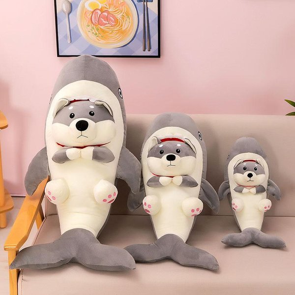 MuñEco Almohada TiburóN Juguete De Peluche MuñEca De Trapo Linda MuñEca Para Dormir CojíN Regalo De CumpleañOs Para Mujeres 45Cm Gray-image
