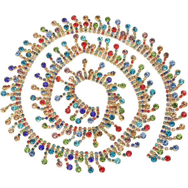 Cadena De Borla De PedreríA De 1 Yarda Recorte De Cadena De PedreríA Redonda De Colores Alto Brillo Ancho De 2 Cm Cadena De PedreríA Beige-image