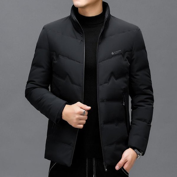 Chaqueta De PlumóN De Invierno Con Cuello Alto Para Hombre, Simple, Moderna Y Tendencia, Chaqueta CáLida De Alta Calidad Para Personas JóVenes Y De Mediana Edad 4XL Black-image