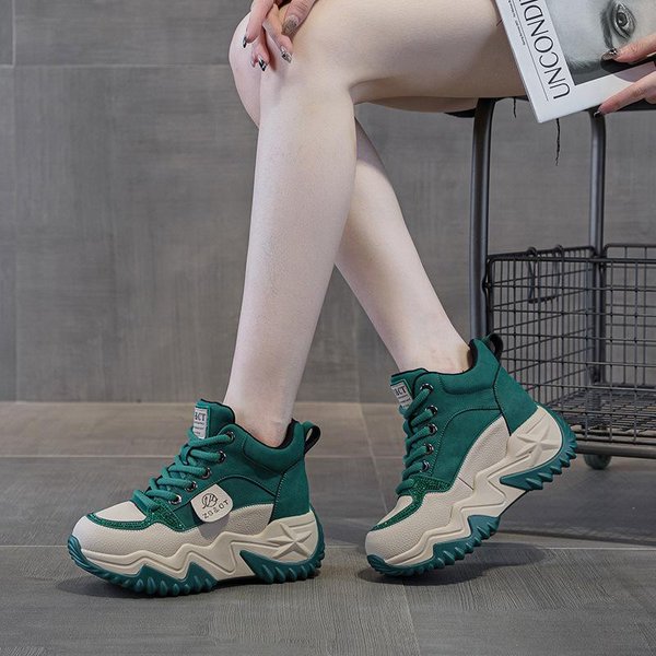 Zapatillas De Deporte Con Plataforma Gruesa Para Mujer, Zapatos Deportivos Con Suela Gruesa Para Primavera, Zapatillas Deportivas Blancas Y Negras Para Mujer 40 Verde-image