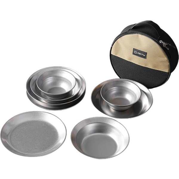 Juegos De Vajilla Para Acampar Platos Y Cuencos Reutilizables De Acero Inoxidable Para Acampar Al Aire Libre Y Hacer Senderismo 8Pcs-image
