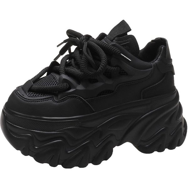 Moda Nowe Sneakersy Na Wysokiej Platformie Kobiety Gruba Podeszwa Sportowe Damskie Buty Treningowe Wulkanizowane Buty Kobieta Chunky Sneakers Zapatillas Mujer 8.5CM 39 Czarny-image