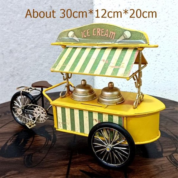 Carro De Helados De Arte De Hierro Forjado Vintage Triciclo De Paleta De Metal Hecho A Mano Modelo Adorno De Infancia Manualidad DecoracióN Regalo M Pink-image