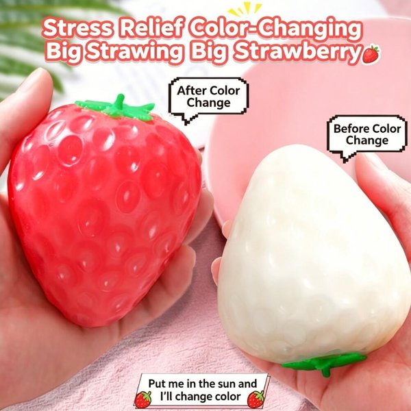 RęCznie Robiona Truskawkowa PiłEczka Antystresowa, śCiskana Zabawka, Truskawki ZmieniająCe Kolor, Squishy PiłEczka Fidget, Zabawka Sensoryczna Asmr Do łAgodzenia Stresu-image