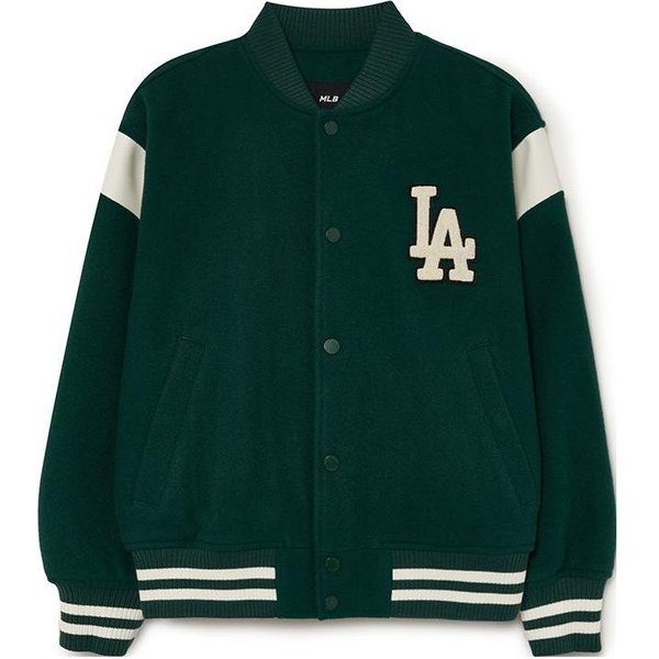Seria MLB College Style FW23 Los Angeles Dodgers Nadruk Z Literami LuźNa Koszulka Baseballowa Unisex Topy Ciemnozielony 3AJPV0934-07GND XL Black-image