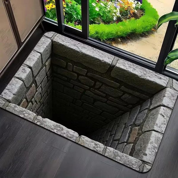 AntypośLizgowy Wycieraczka 3D ZłUdzenie Optyczne WzóR Kamienia, Wycieraczka Wodoodporny Dywanik Do Przedpokoju Salonu Ganku Dekoracja Domu 50X80Cm-image