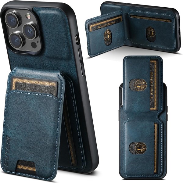 Suteni Etui Na Karty SkóRzane Magnetyczne Kieszonkowe Etui Portfel Etui Na Telefon Do Iphone X XS XR 11 12 13 14 15 Plus 16 Pro Max For Iphone 16Promax-image