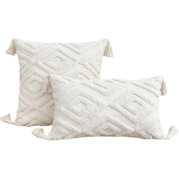 Compra Ahora Funda De Almohada GeoméTrica De LíNeas Tufted Funda De CojíN Abstracta Vintage Americana Para Sala De Estar Sofá Hogar Fiesta Dormitorio Cama DecoracióN 30X50Cm White-image