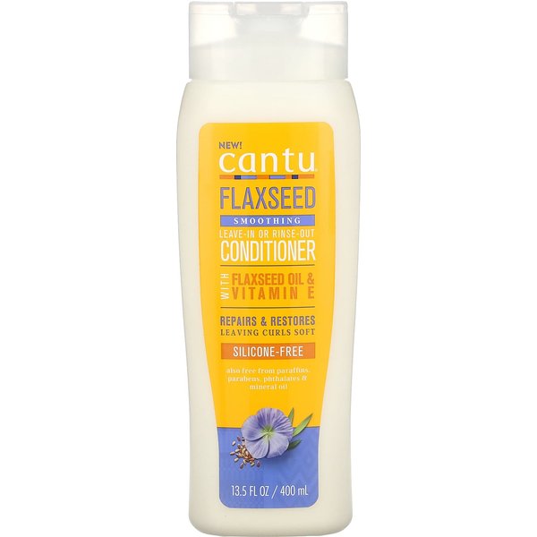 Cantu, Acondicionador Suavizante Sin Aclarado O Para Aclarado De Linaza, 13.5 Fl Oz (400 Ml) Yellow-image
