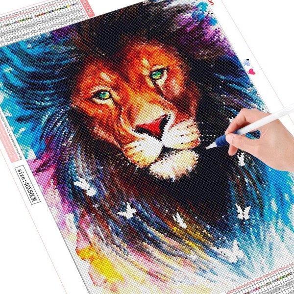 Pintura De Diamantes 5D DIY Punto De Cruz LeóN Taladro Completo Mosaico De Diamantes Bordado De Animales 20X30CM-image