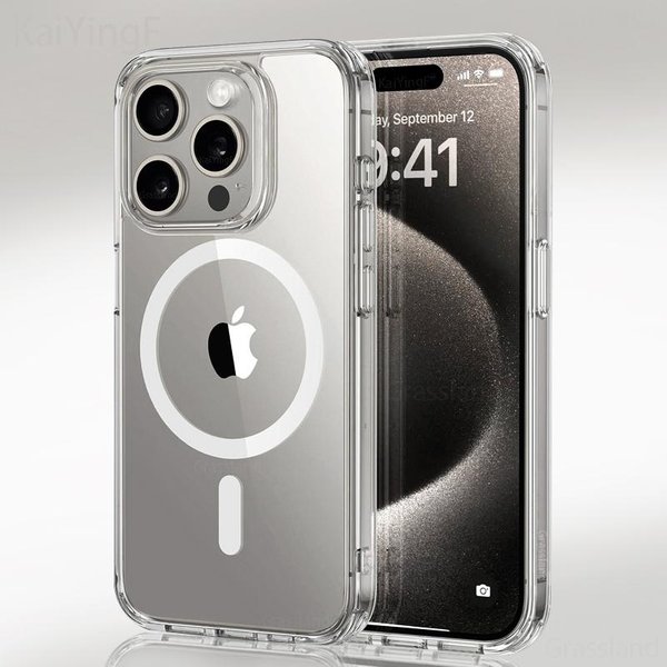 Luksusowe Magnetyczne Bezprzewodowe ŁAdowanie Etui Na Telefon Dla Iphone 16 15 14 13 12 11 Pro Max Plus X XR 16E Dla Magsafe Przezroczysty Tylny Pokrowiec For Iphone 12Pro Max-image