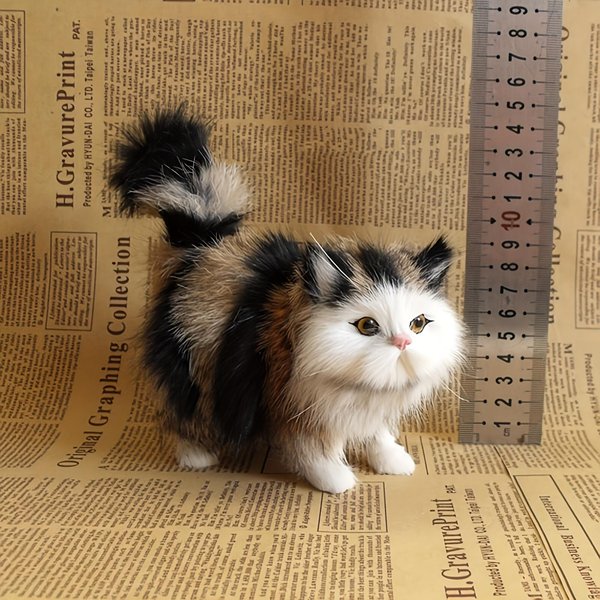 Imitacja Kota Pluszowe Zabawki MięKkie Nadziewane Model Kotka FałSzywe Koty Realistyczne ZwierzęTa Dla Dzieci Dziewczyny Urodziny Prezent Na Walentynki Kolor Szary-image