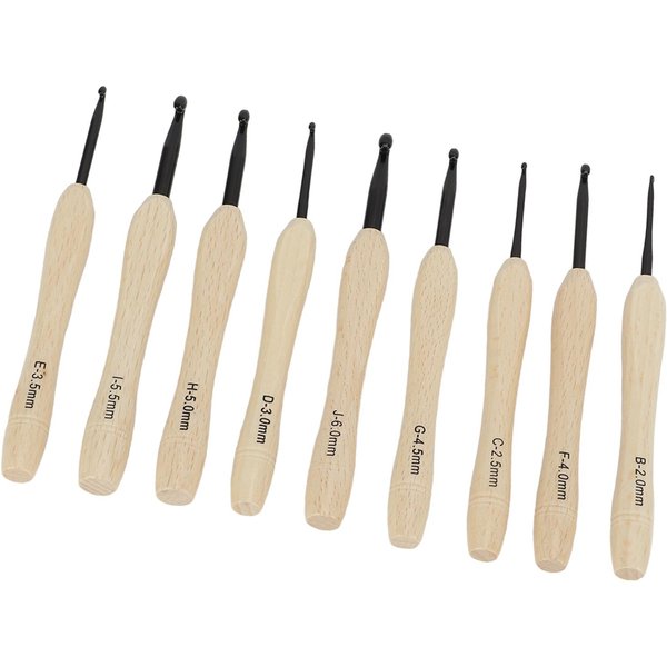 9 Piezas Ganchillos Manualidades DIY Aguja De Ganchillo ErgonóMica Con Mango De Madera Para Amante Del Crochet Para Beige-image