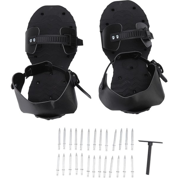 1 Par Sandalias De PúAs Zapatos Aireadores De CéSped De PU Herramienta Aireadora De CéSped Para La Salud De Las Plantas De JardíN De Patio Negro Black-image