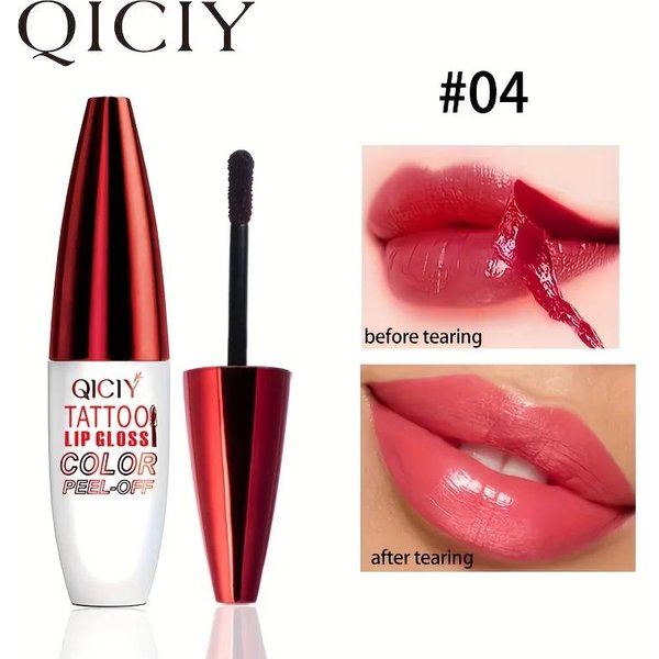 LáPiz Labial LíQuido Hidratante De Larga DuracióN Qicy Tattoo Lip Gloss Peel-Off Con Base Antiadherente Resistente Al Agua Y Acabado Brillante. Red-image