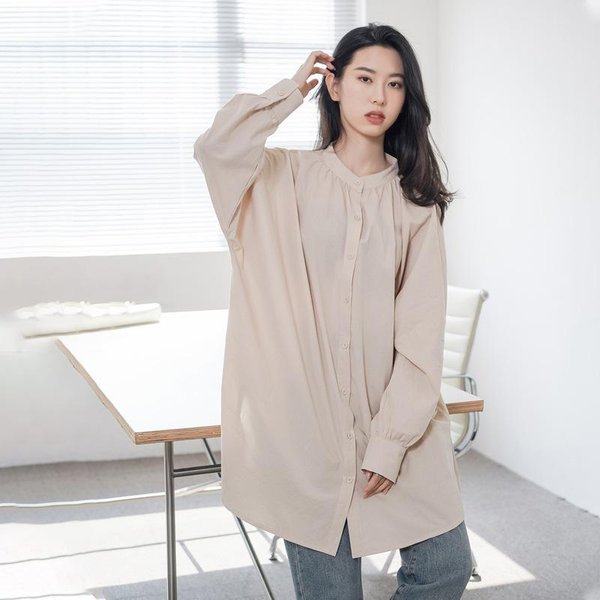 Vestido Camisa De Mujer OtoñO AlgodóN Puro Holgado Casual Camisa Larga Ropa De Mujer L Gray-image