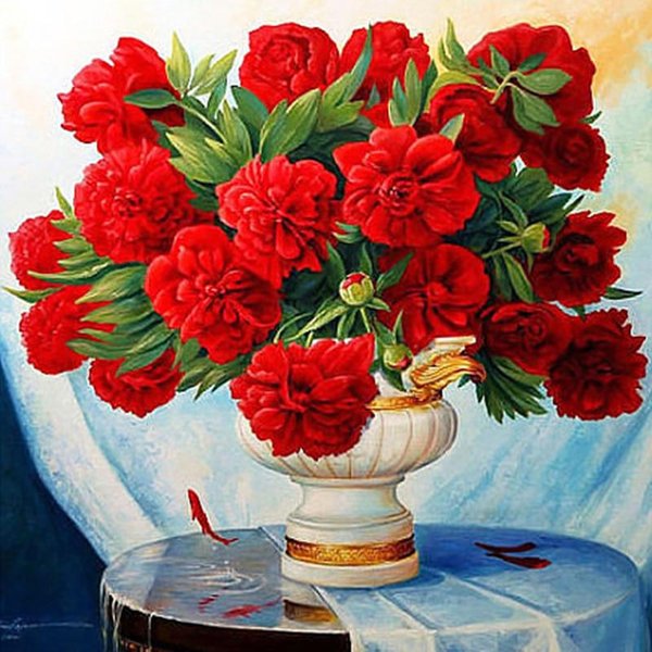 Bordado De Diamantes 5D DIY Pintura De Diamantes Mosaico De Diamantes Flores De PeoníA Roja Punto De Cruz DecoracióN De Pared 30X30CM-image