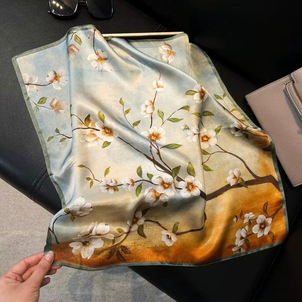 100% Naturalny Prawdziwy Jedwabny Szal Damski Bandana Kwadratowe Szaliki Owinąć Chustka Morwowy Moda Luksus Wysoka Jakość HidżAb Foulard Femme Real Silk 53X53Cm White-image