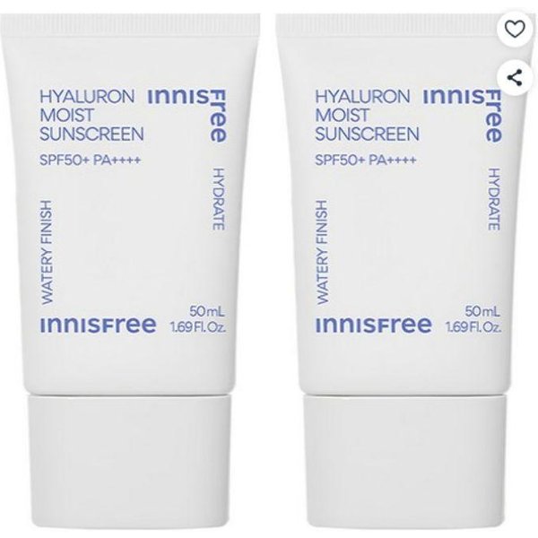 Protector Solar Hidratante Con áCido HialuróNico Hyaluron Moisture Sunscreen De Innisfree SPF50+ Pa++++ – 50 Ml X 2 Uds.-image