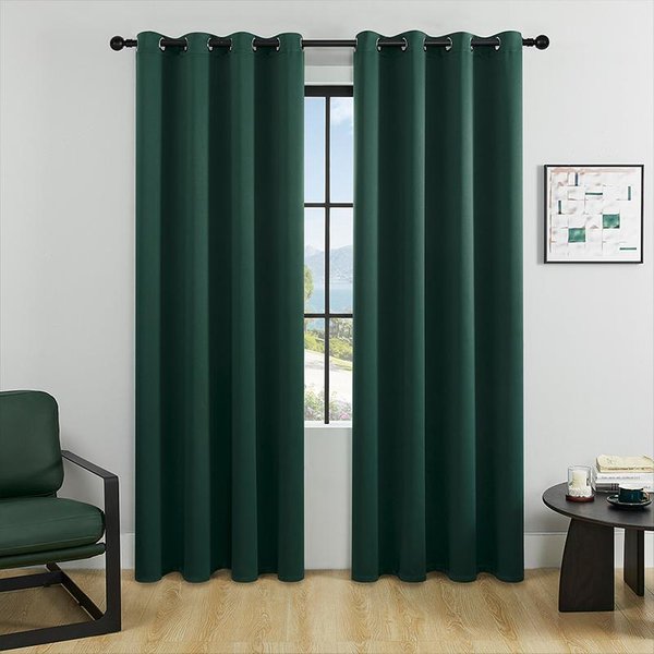 1 Szt. ZasłOny ZaciemniająCe Z Przelotką, Nowoczesna ZasłOna Do Sypialni, Salonu, Dwustronna GłAdka Tkanina W Jednolitym Kolorze 132X213CM 1Pc&Grommet Top Zielony-image