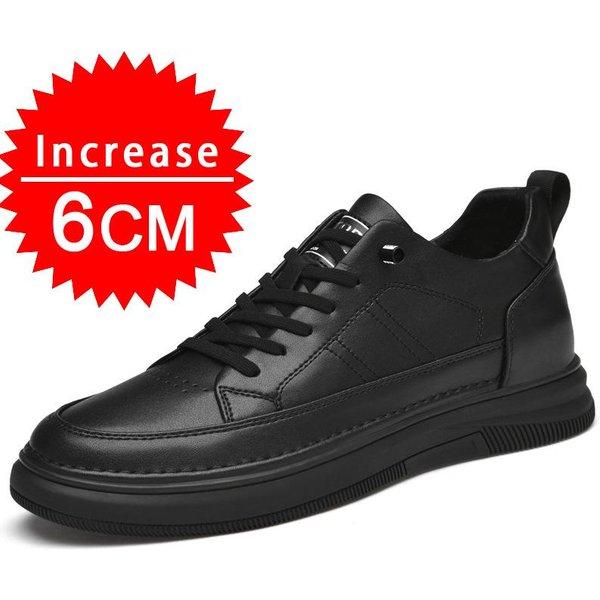 Zapatillas De Hombre De Cuero Genuino 2024 Zapatos Elevadores Zapatos Invisibles Transpirables Para Aumentar La Altura 8/10Cm Zapatillas Casuales De Moda Para Hombre 40-image