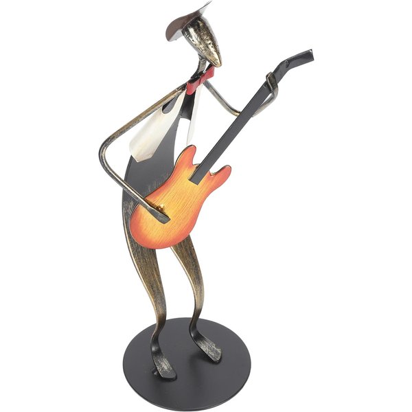 Estatua De Guitarrista DecoracióN De Escritorio Realista Realista Superficie Mate Escultura De MúSico De Guitarra De Metal-image