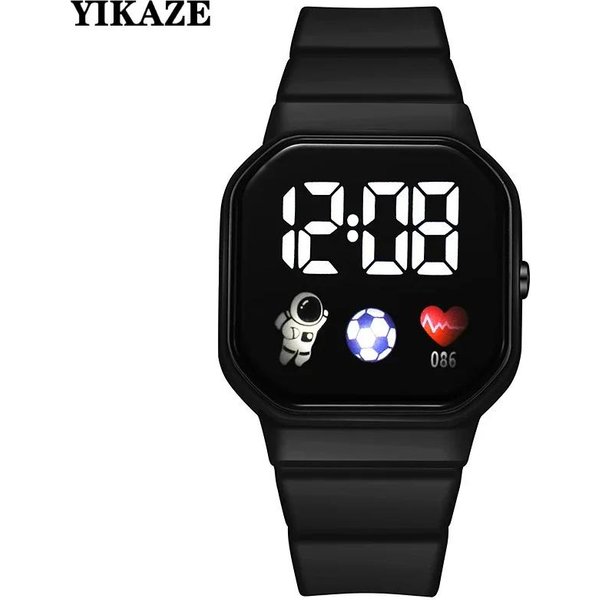 Yikaze Relojes Para NiñOs Reloj Digital LED Para NiñOs Correa De Silicona Dibujos Animados Reloj De Pulsera ElectróNico Reloj Deportivo Para NiñOs Y NiñAs Regalos Black-image