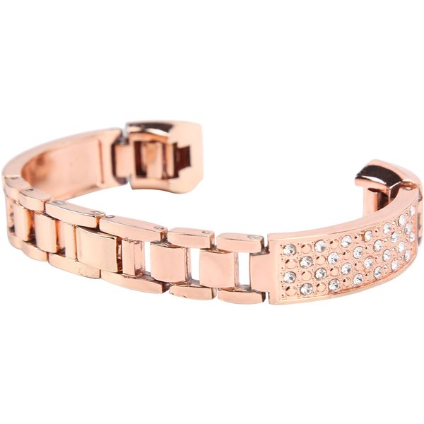 Bransoletka Ze Stali Nierdzewnej Dla Kobiet Z Cyrkoniami Opaska Na Nadgarstek Dekoracja Nadgarstka Dla Fitbit Pink Gold Beige-image