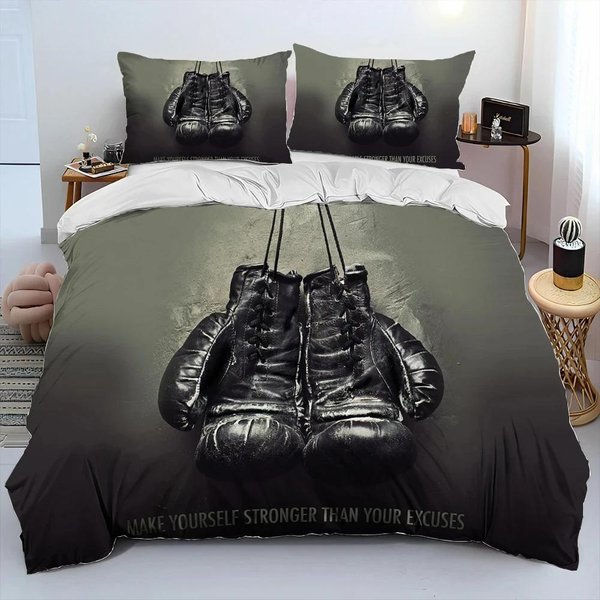 Juego De Cama EdredóN 3D Guantes De Boxeo Lucha De Boxeadores, Funda NóRdica Juego De Cama Funda De EdredóN Funda De Almohada, Juego De Cama TamañO King Queen Adulto 140X200Cm-image