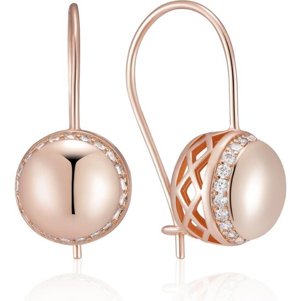Pendientes Colgantes De Bola Grande Brillantes Color Oro Rosa Para Mujer Accesorios Sencillos De Circonita Natural ÉTnicos Novia JoyeríA De Boda White-image